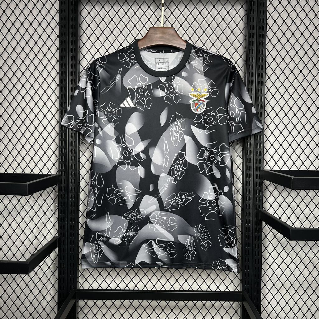 Camisola Benfica 24/25 Pré Jogo Cinza Preto - Versão Adepto - Masculino
