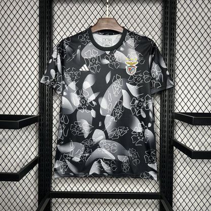 Camisola Benfica 24/25 Pré Jogo Cinza Preto - Versão Adepto - Masculino