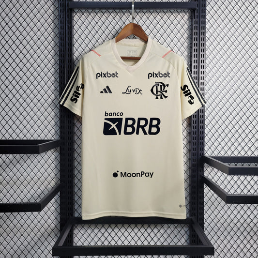 White Flamengo Training Shirt + Sponsorships 23/24 - Fan Version