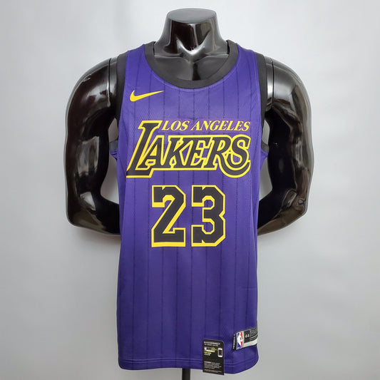 Camisola NBA Lakers #23 James Purple Stripe - 23/24