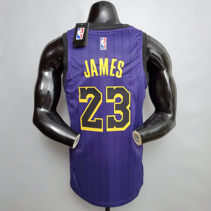 Camisola NBA Lakers #23 James Purple Stripe - 23/24
