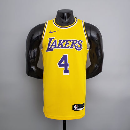NBA Lakers #4 Rondo Crew Neck Yellow Jersey - 23/24
