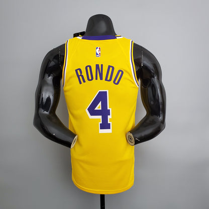 NBA Lakers #4 Rondo Crew Neck Yellow Jersey - 23/24