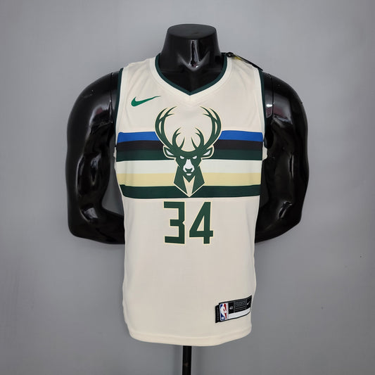 Milwalkee Bucks NBA Jersey #34 Antetokounmpo - Theme White